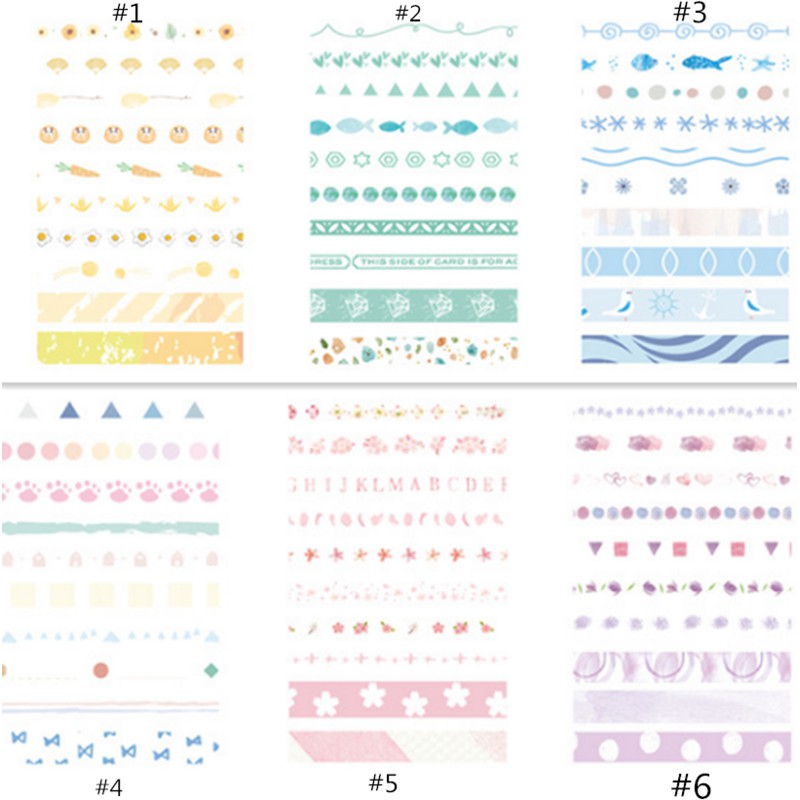 Bộ 10 Băng Keo Giấy Bạc Trang Trí Dễ Thương