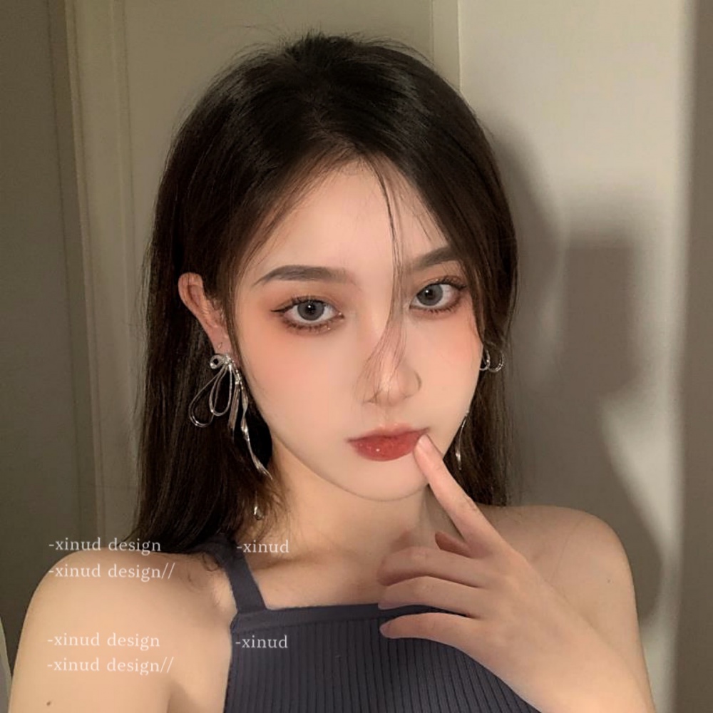 Đôi Khuyên Tai Dài Đính Nơ Thời Trang Cho Nữ