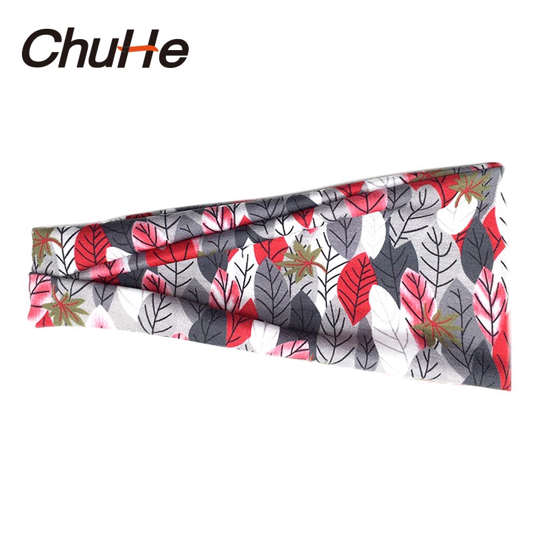 CHUHE Women Headband Boho Floal Style Sweatband Yoga Running Headbands Sports Workout Hair Bands