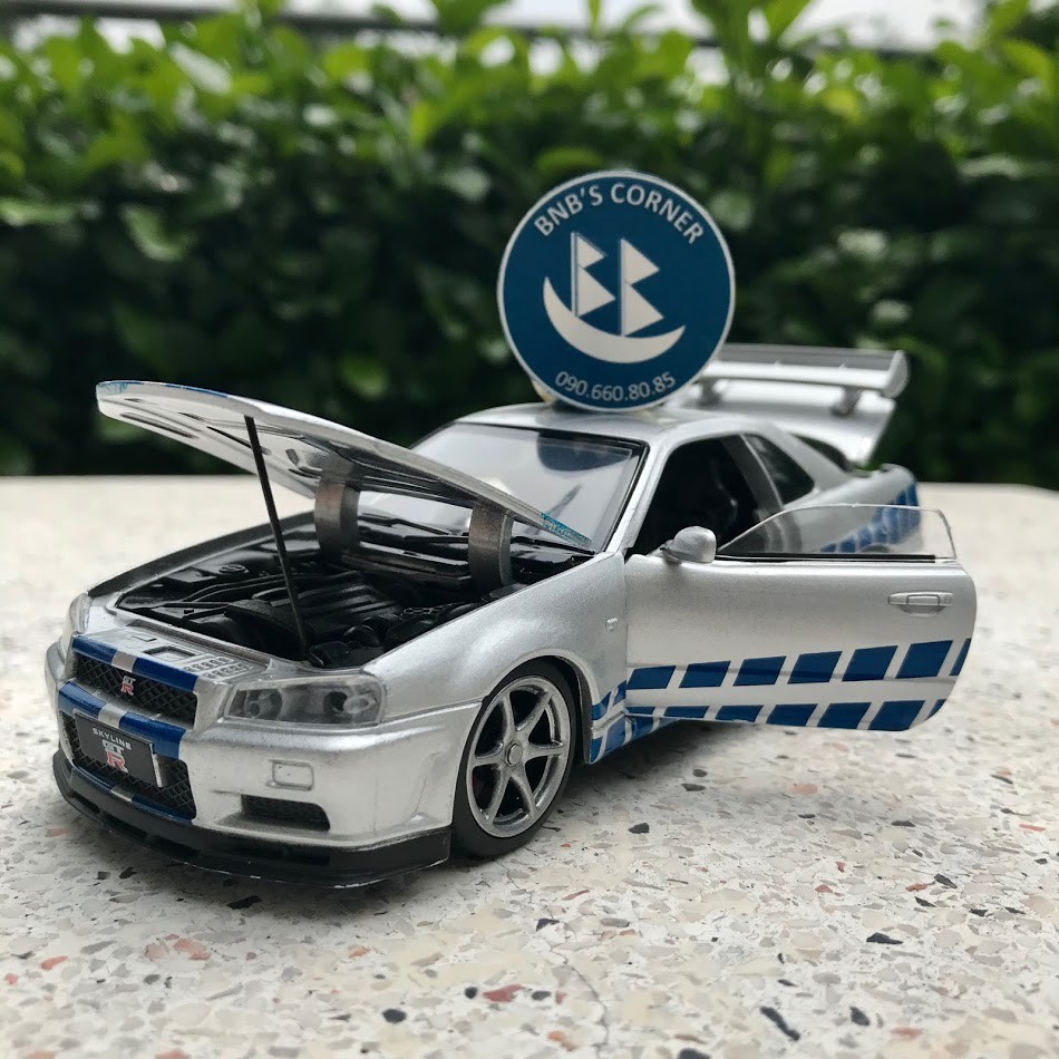 Mô hình xe 1:32 Nissan Skyline GT-R R34 hãng Jackie Kim
