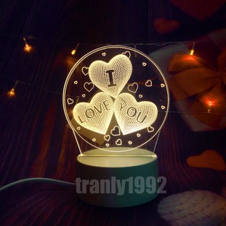 Đèn ngủ 3d TIM I LOVE YOU, đèn trang trí, quà tặng sinh nhật độc đáo, quà tình yêu