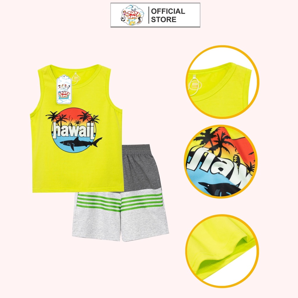 Bộ Đồ Ba Lỗ Sport kids Cho Trẻ Em Từ 3 Tuổi Đến 12 Tuổi Chất Vải 100%Cotton Thoáng Mát