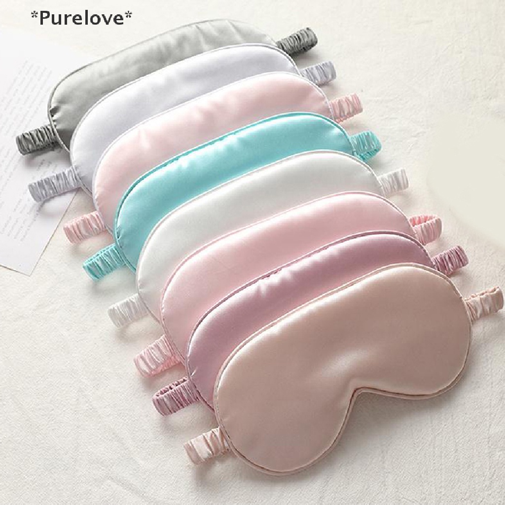 Purelove Miếng Che Mắt Ngủ Lụa Hai Mặt Màu Trơn Chống Bọng Mắt