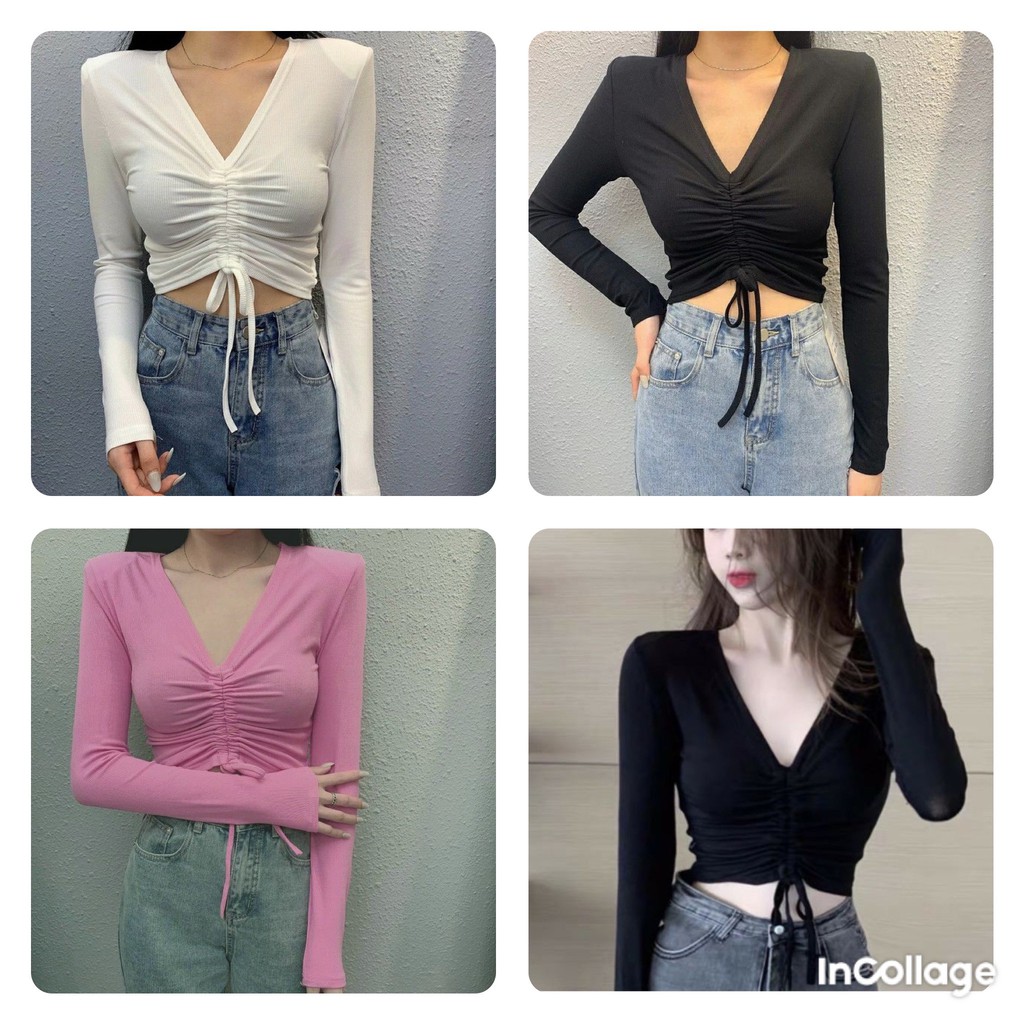 Áo Nữ Kiểu - Áo Dây Rút Tay Dài - Thời Trang Nữ AnAn - CRT19