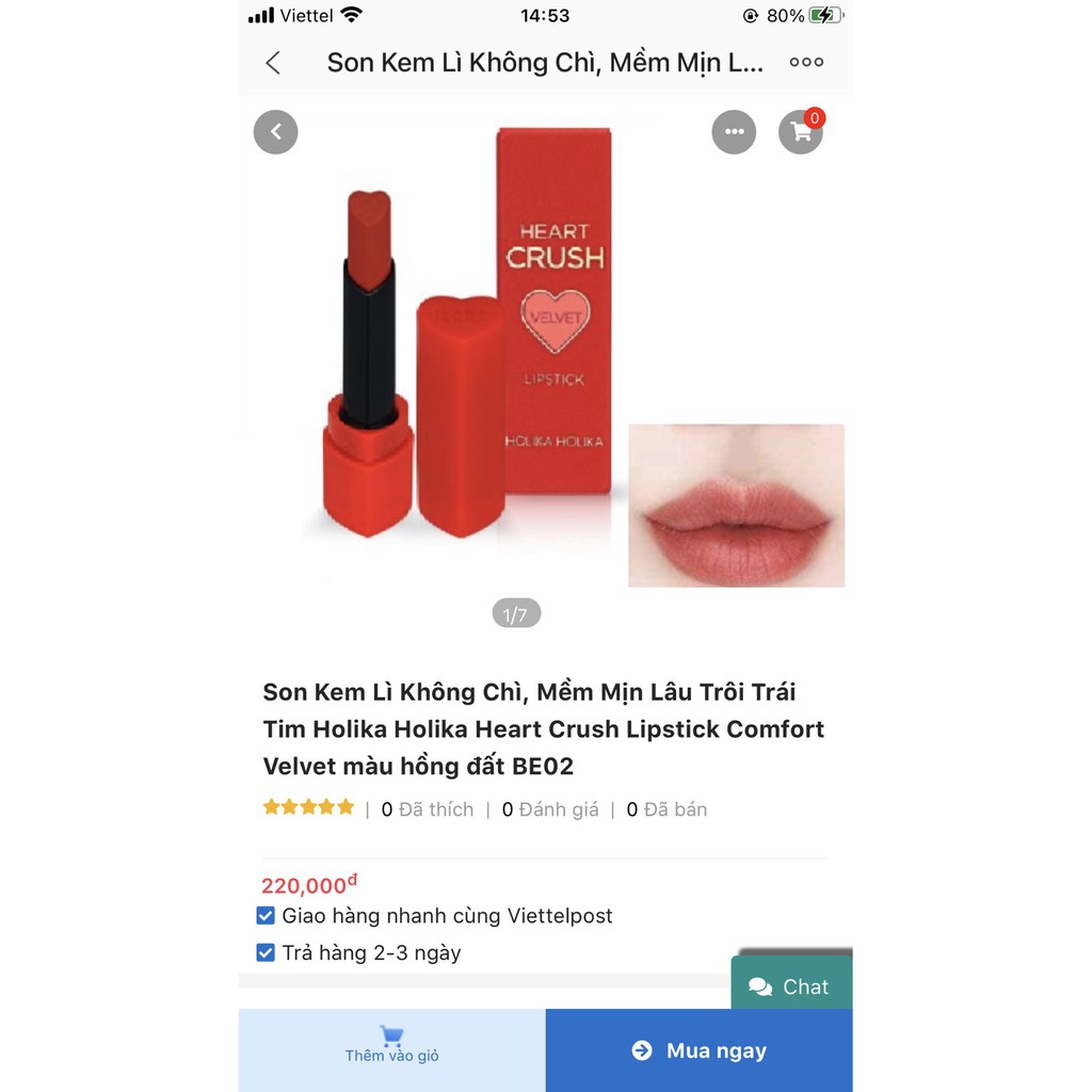 Son Lì Trái Tim siêu kute Holika Holika Heart Crush Lipstick Comfort Velvet