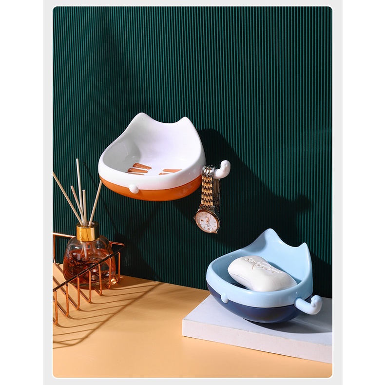 Khay Đựng Xà Phòng Gắn Tường Không Cần Khoan Lỗ Hình Mèo Cute - Dumi Shop