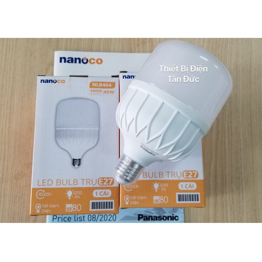 Bóng Led Bulb trụ E27 20W Nanoco- Panasonic NLB206 ánh sáng trắng