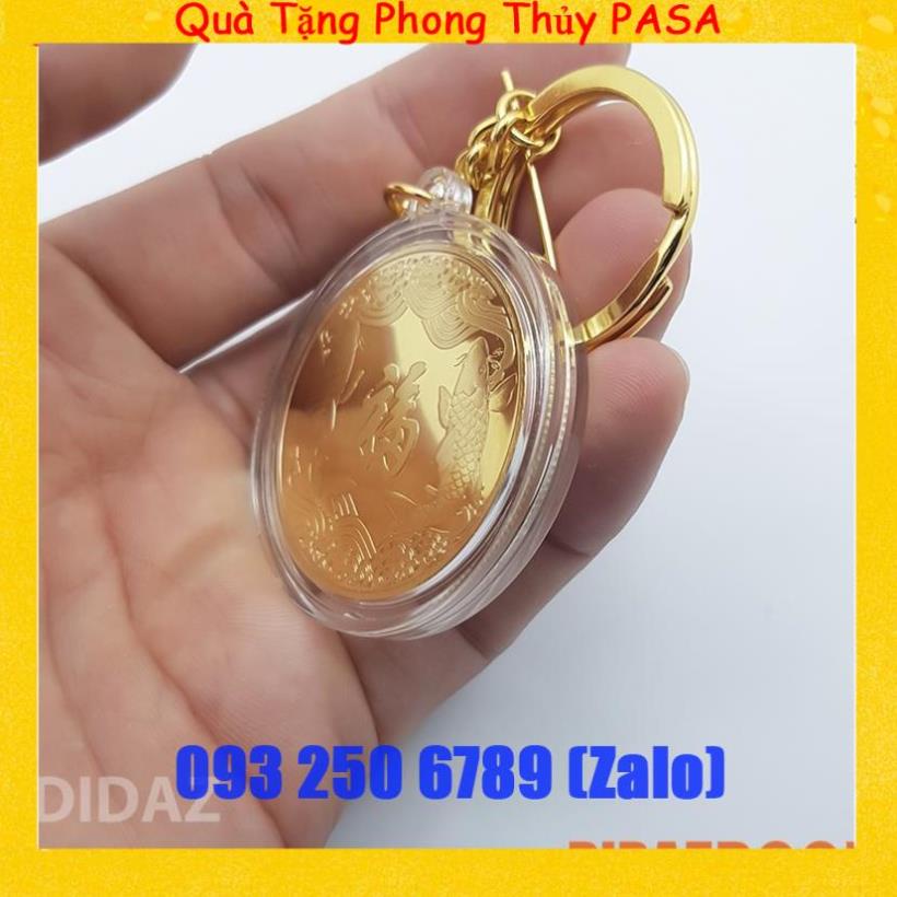 Móc Treo Chìa Khóa xe máy, ô tô, xe hơi Đồng Xu Quan Thế Âm Bồ Tát, cầu bình an, quà tặng ý nghĩa