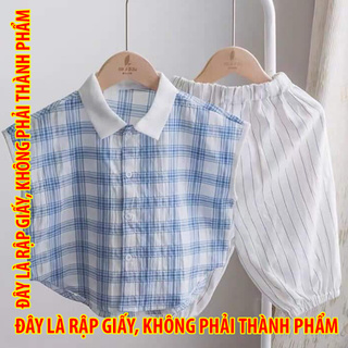 Rập giấy 30075 - Bộ sơmi cộc tay, quần lưng bo gấu