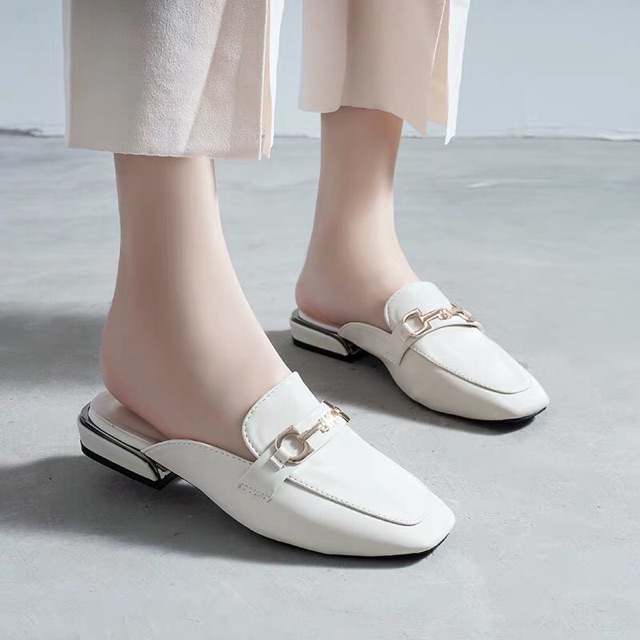 (HÀNG CÓ SẴN) F1 Dép sục da mềm khoá chữ ngang BIG SIZE 35-43