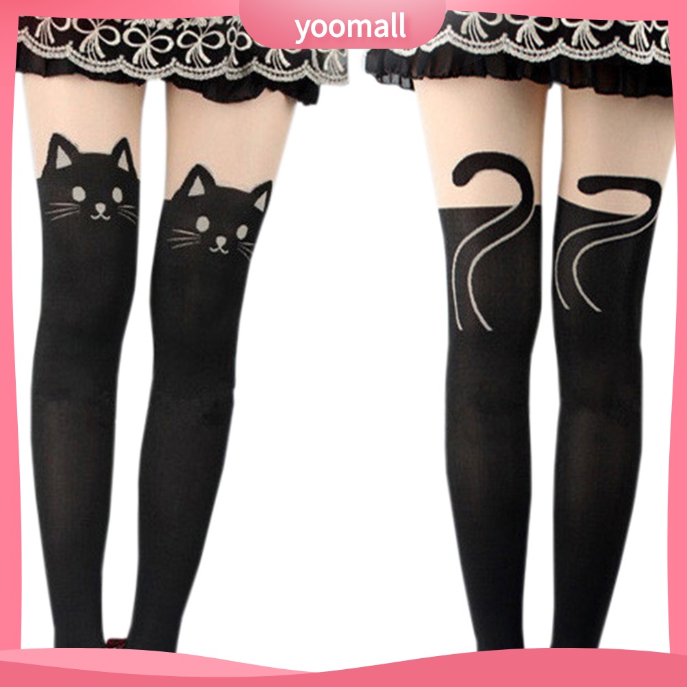 Quần Tất In Hình Mèo Hoạt Hình Xinh Xắn Dành Cho Nữ