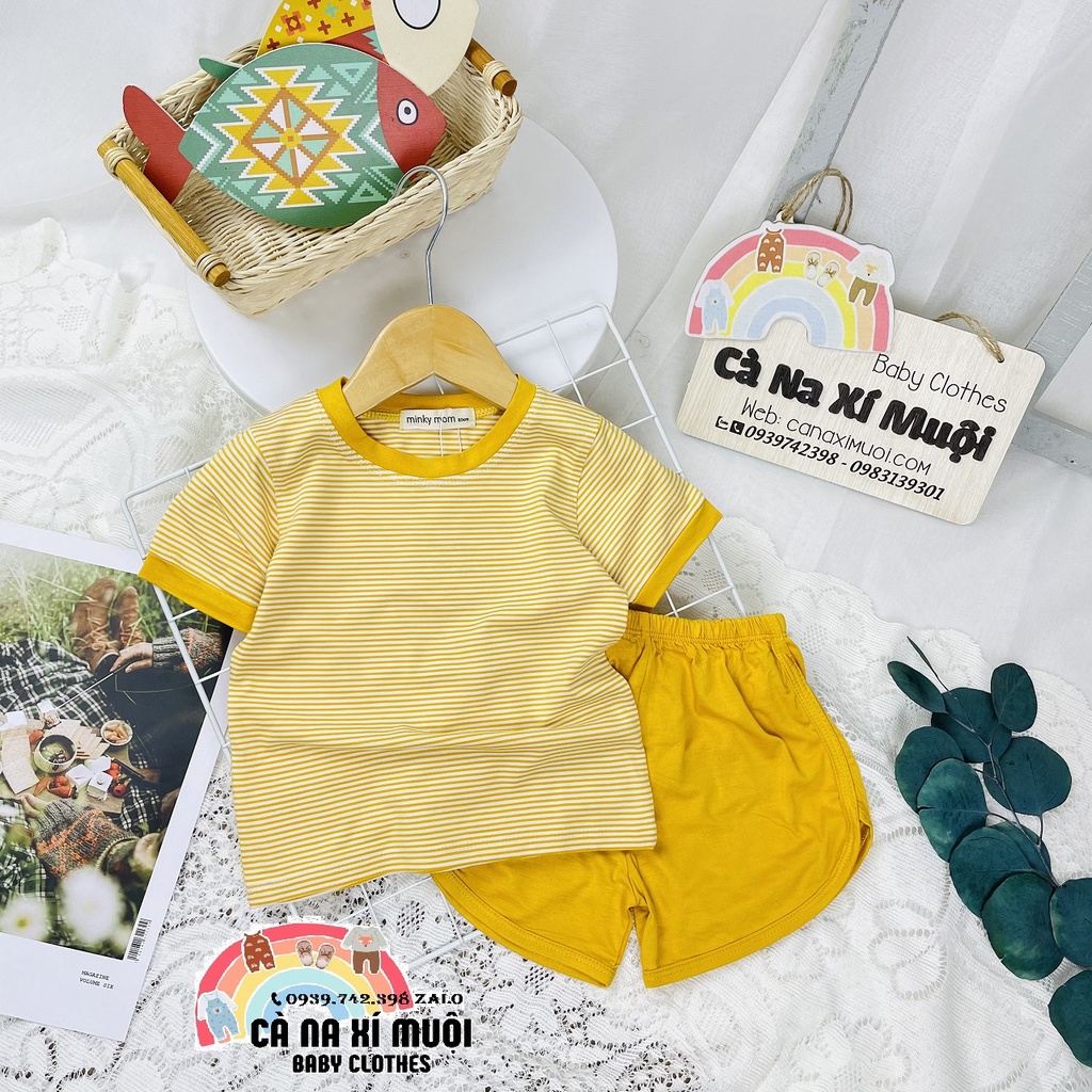 Bộ Minky Mom DỆT SỌC FullSize(7-26Kg)FREE SHIPCotton Lạnh Dể Thương Cho Bé Gái Bé Trai, Đủ Màu