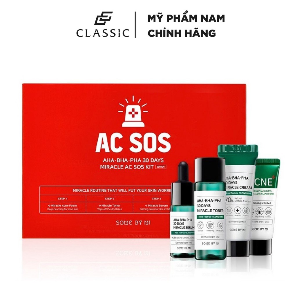 Bộ Kit Dưỡng Da Mụn Some By Mi AHA – BHA – PHA 30 Days Miracle AC SOS Kit