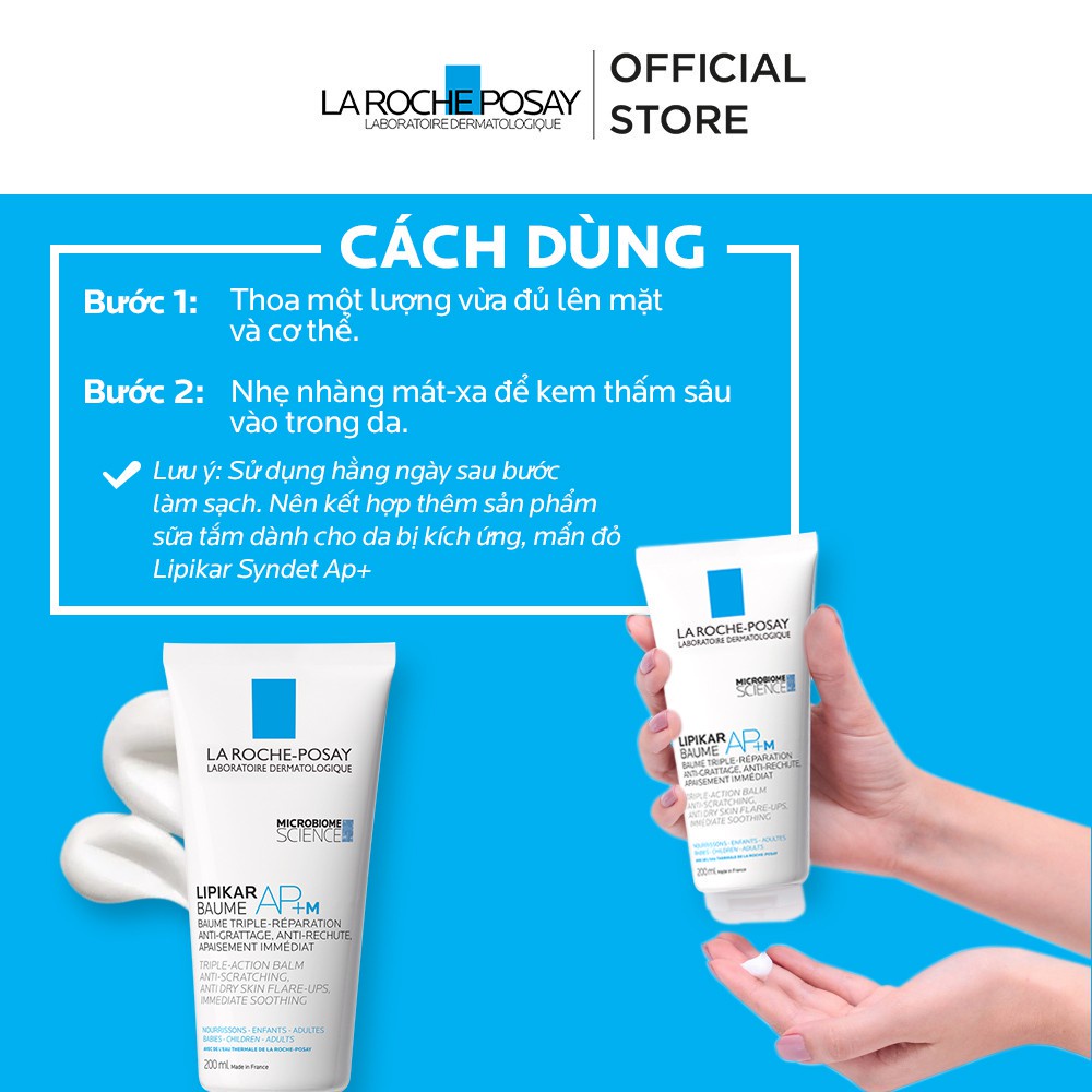 Kem dưỡng làm dịu da cho trẻ em &amp; trẻ sơ sinh La Roche Posay Lipikar Baume AP+M 200ml