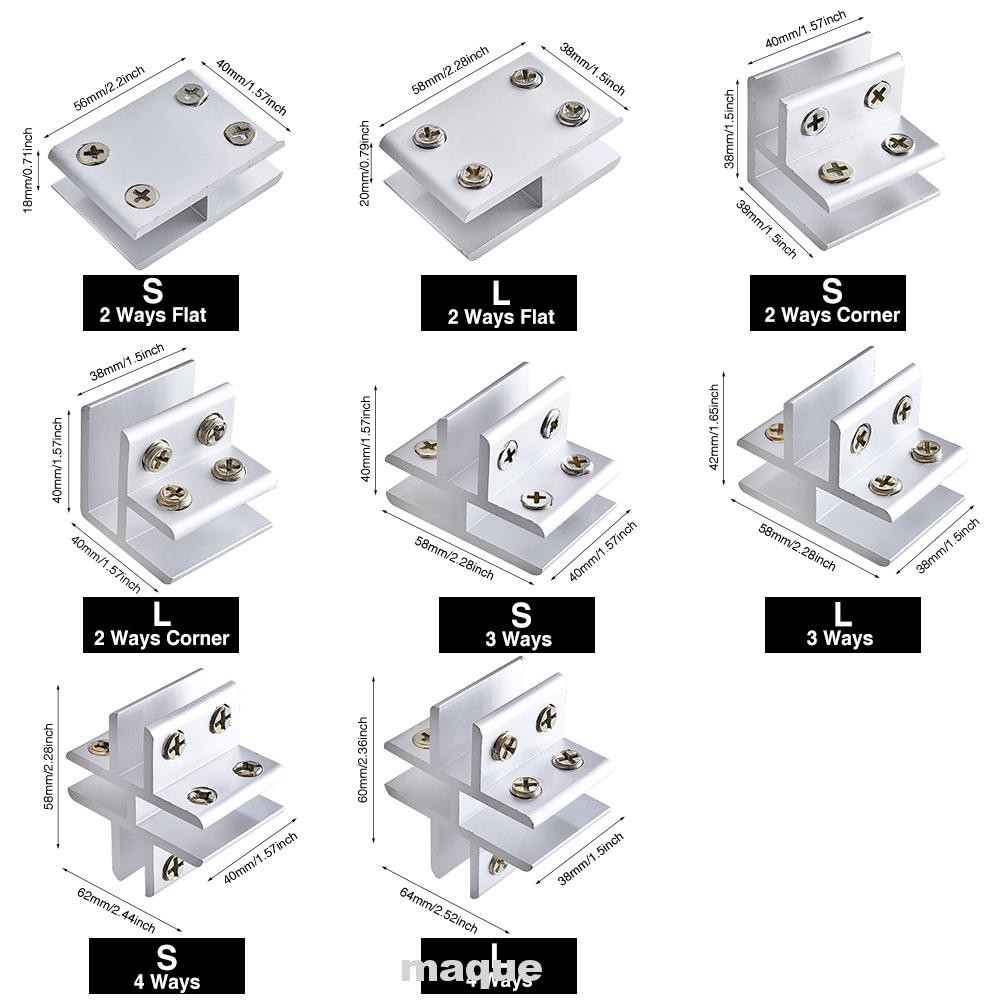 Kẹp Gắn Góc Cửa Kính Bằng Hợp Kim Nhôm Dễ Lắp Đặt Cho Nhà Tắm