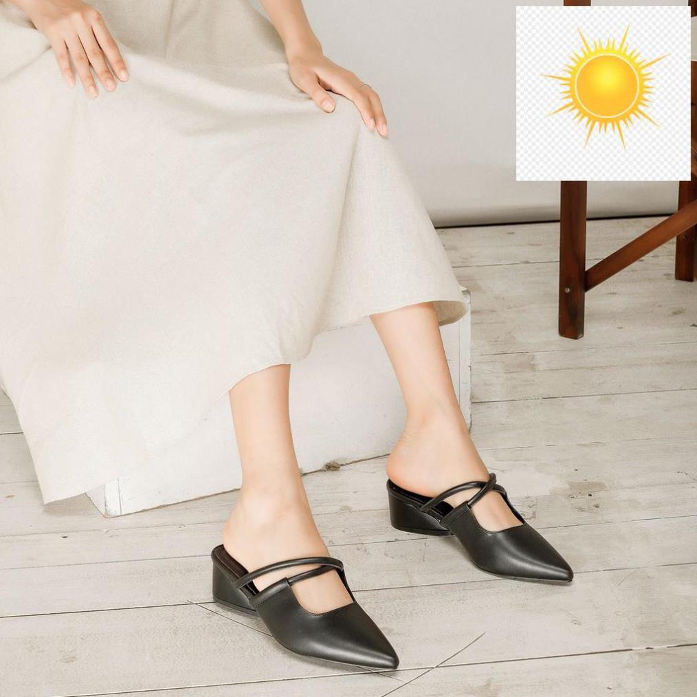 Sục mũi nhọn quai chéo gót hình giọt nước cao 4 phân LitheS N103 nhiều màu