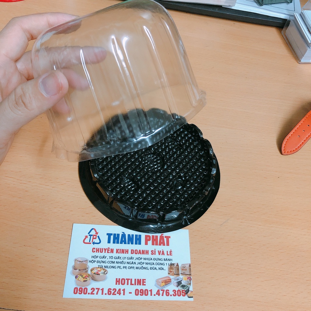 100 Hộp H15 bầu đế đen đựng xôi khuôn 10cm, bông lan trứng muối mini, phú sĩ, rau câu hoa nổi