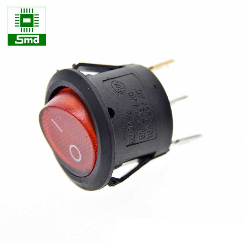 Công tắc bập bênh KCD2-105-3P Có đèn (Tròn 20mm)