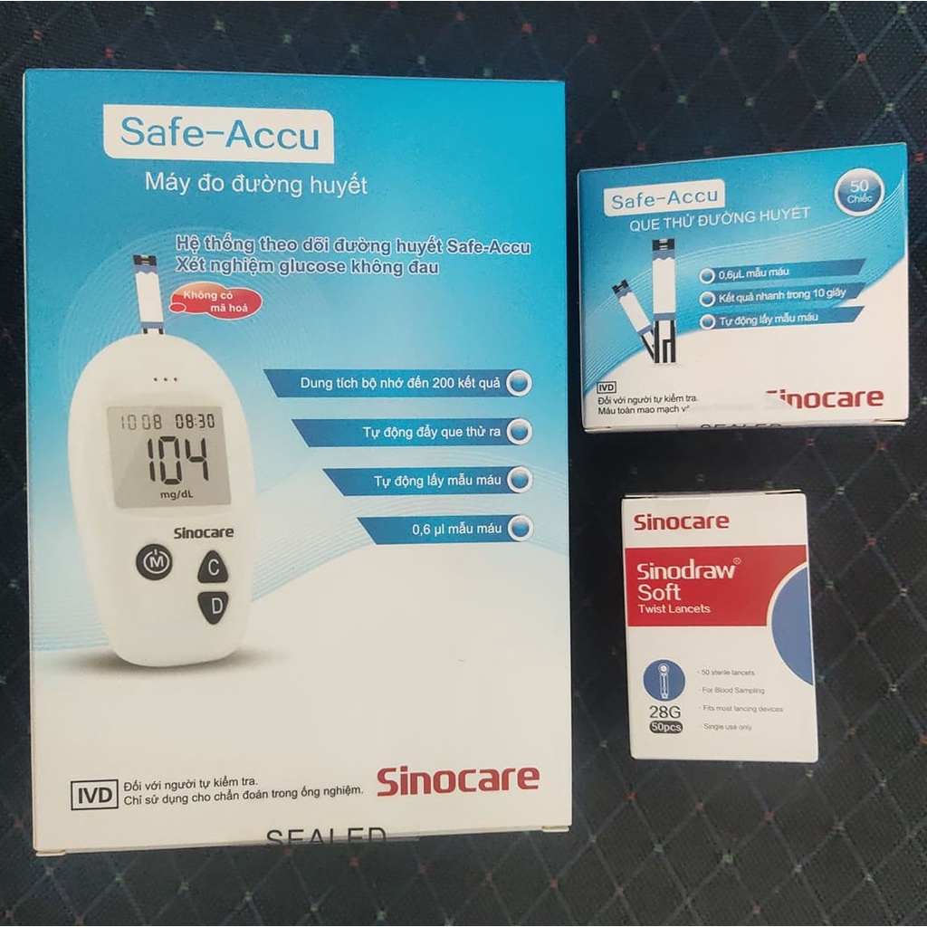 Máy đo đường huyết Safe-Accu Kèm Bảo hành trọn đời