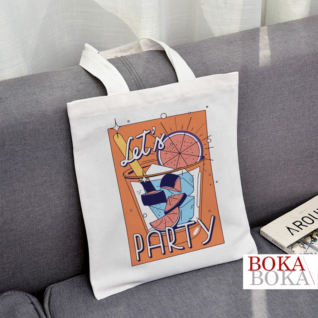 [Clearance Sales] Túi tote đeo vai đeo chéo túi vải canvas giá rẻ đẹp đi học Let Party