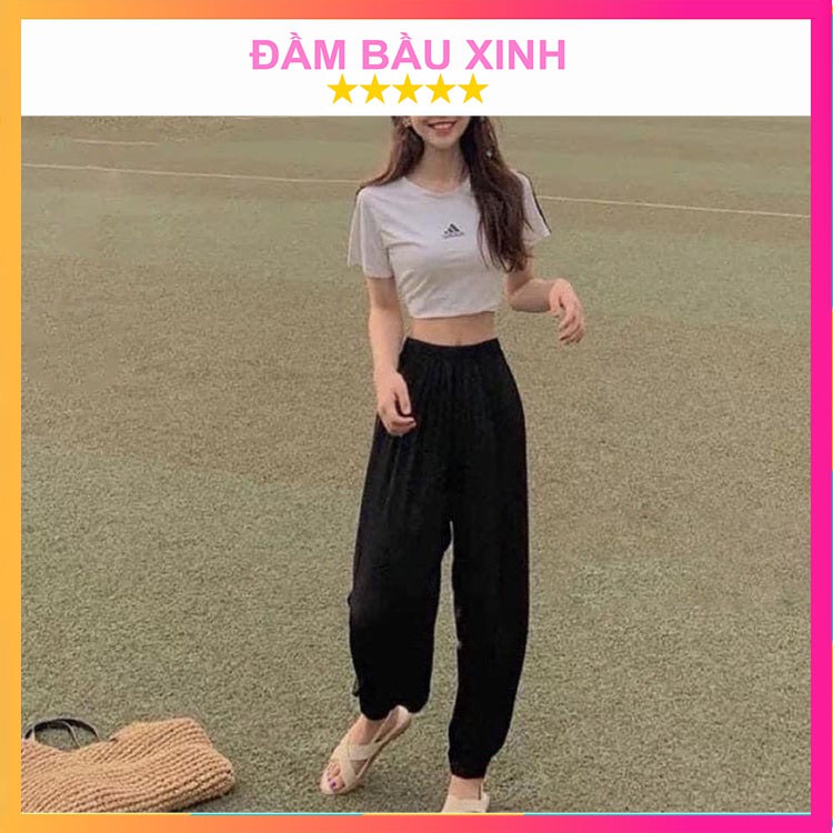 Quần Đũi Nữ Bom Cạp Chun Thoáng Mát Hai Màu Thấm Hút Mồ Hôi Tốt