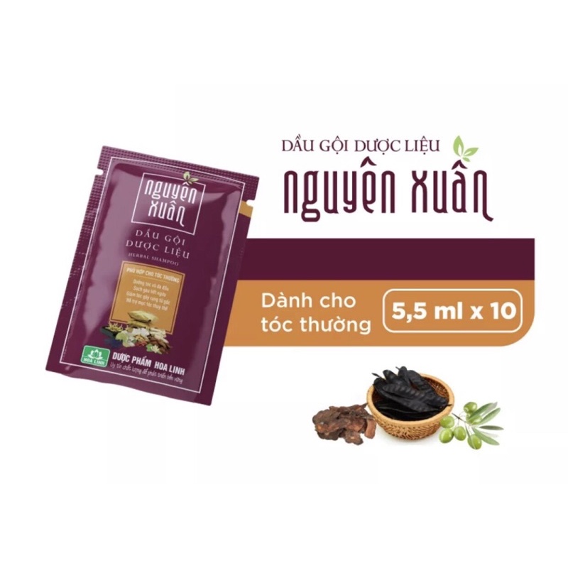 Combo 10 Gói Dầu Gội Dược Liệu Nguyên Xuân 5.5ml