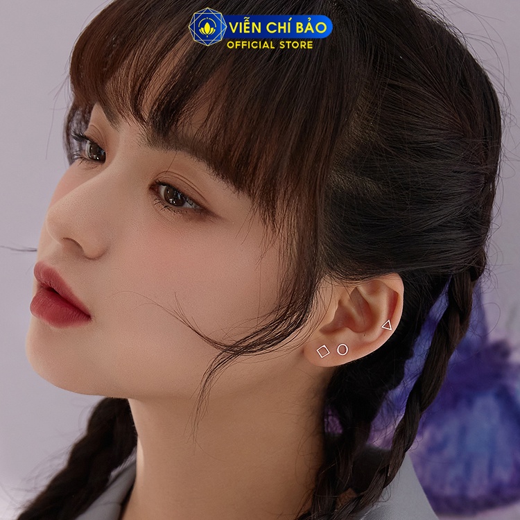 Bông tai bạc nữ hình học đa giác chất liệu bạc S925 thời trang phụ kiện trang sức nữ Viễn Chí Bảo B400088