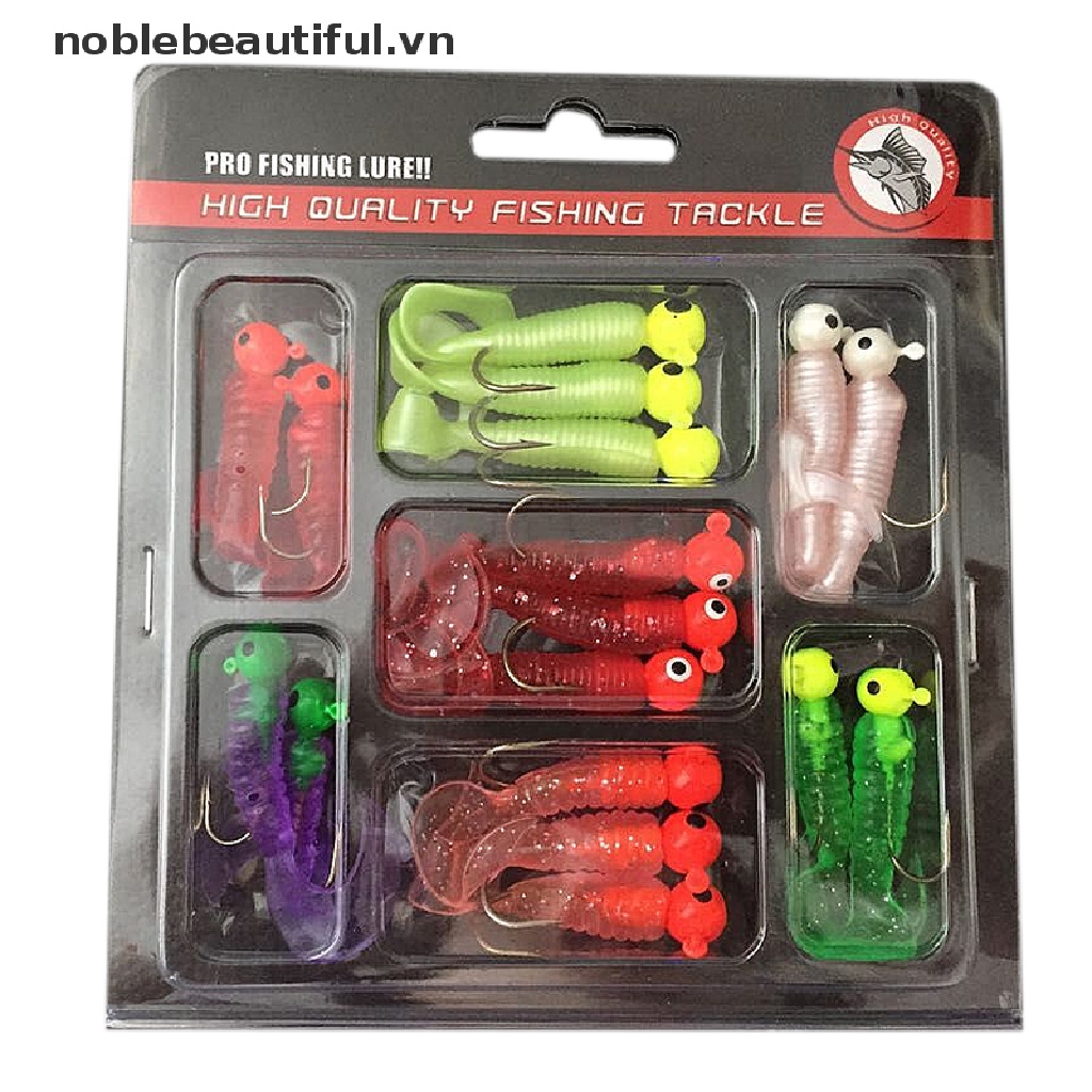 Bộ 17 Mồi Câu Cá Hình Giun Mềm Kèm Móc Câu