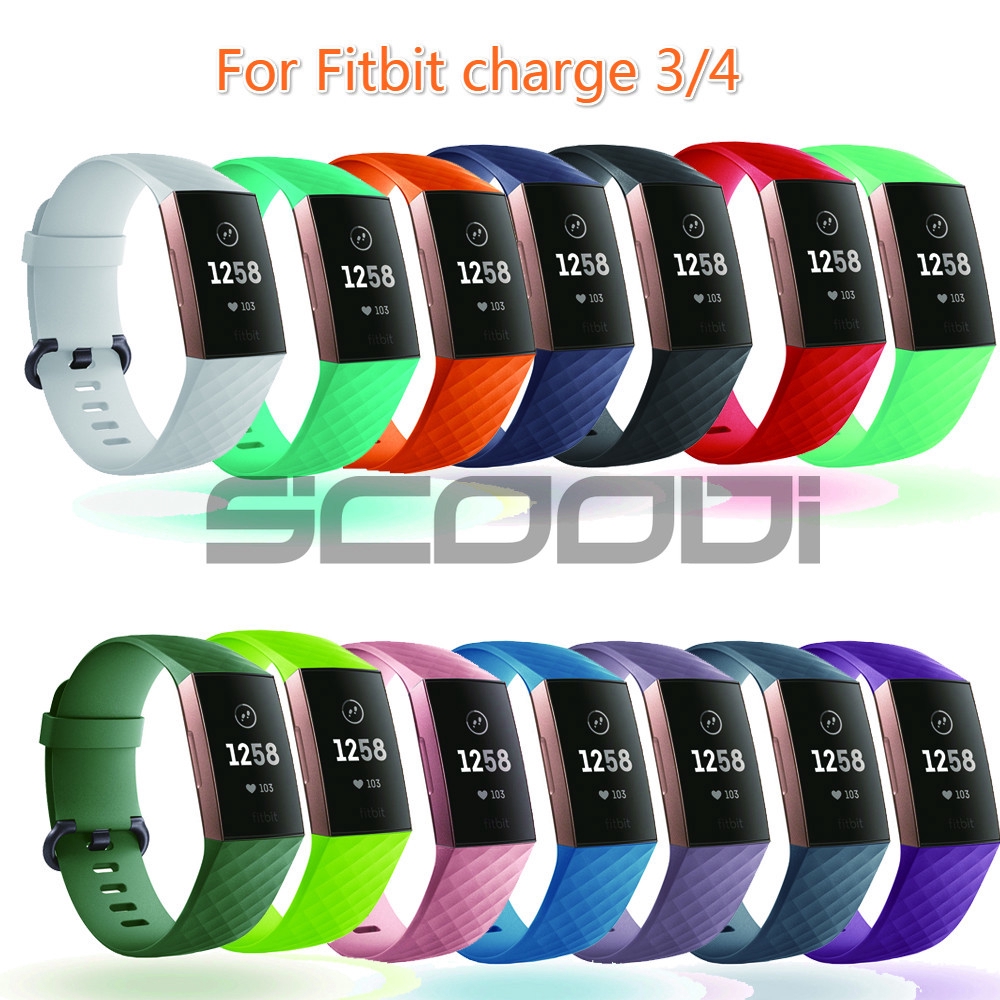 Sport Band For Fitbit Charge 3 4 Charge3/4 Band Soft TPU Smart Watch Strap Wristband