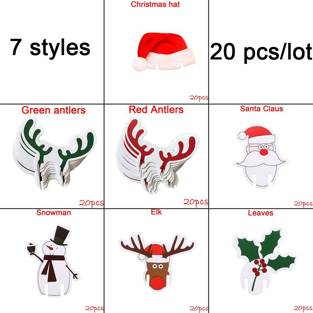 Set 20 Mũ Ông Già Noel Trang Trí Chai Rượu Vang Kính