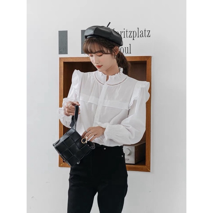 áo babydoll trắng tiểu thư viền bèo hàng QC A 286 kaca.design | BigBuy360 - bigbuy360.vn