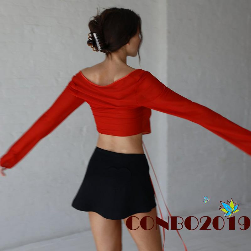 Áo Thun Crop Top Tay Dài Màu Sắc Thời Trang Dành Cho Nữ