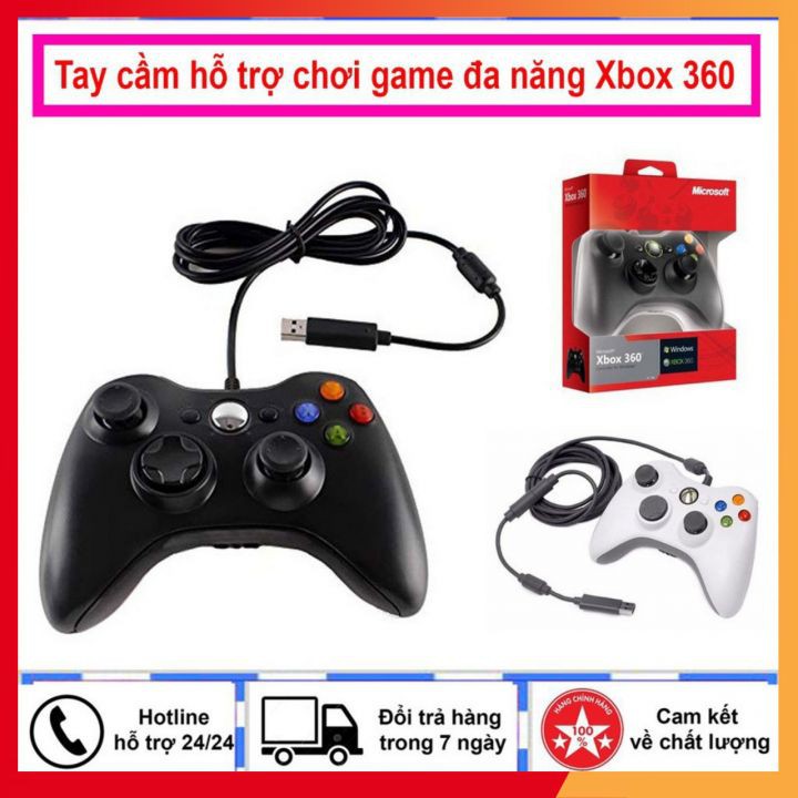 Tay cầm Chơi Game Microsoft Xbox 360 có dây full box - Tay cầm chơi game PC, Laptop cực tối ưu, chơi full skill FO4, FO3