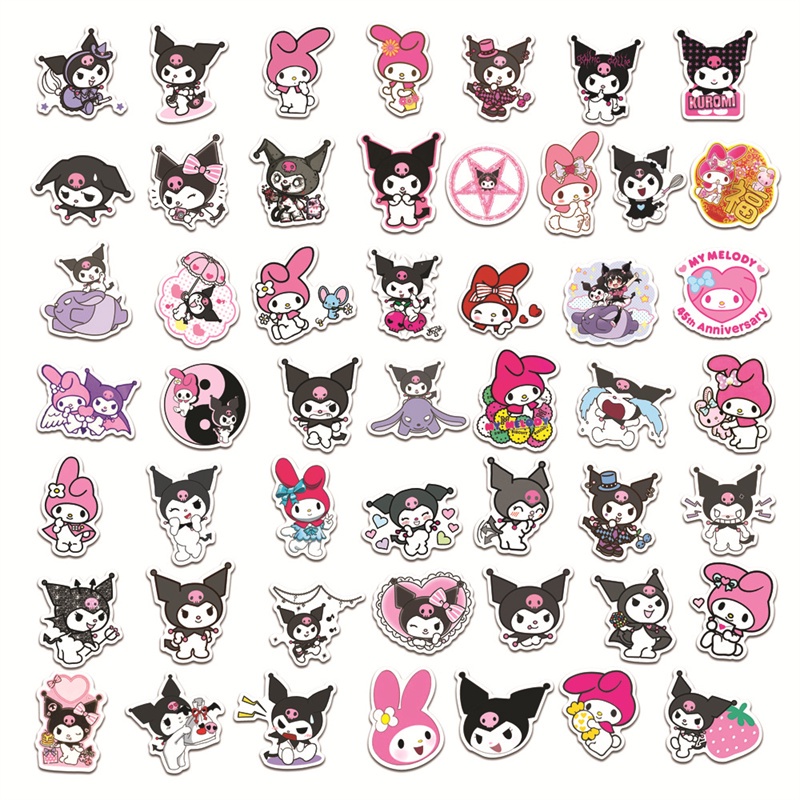 SANRIO 50 Miếng Dán Hình Cinnamoroll Kuromi My Melody Dễ Thương Cho Laptop Điện Thoại Di Động