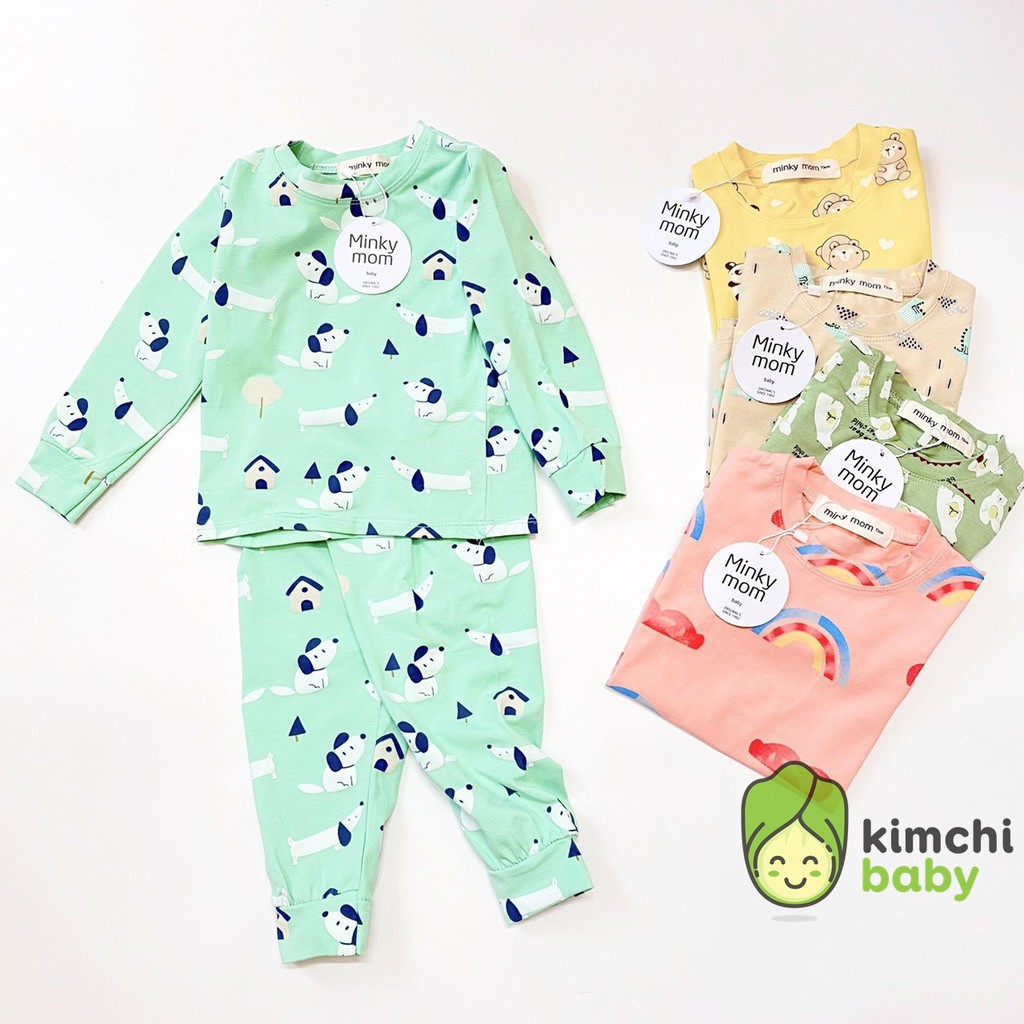 Bộ Dài Tay Cotton 100% Minky Mom Họa Tiết Cầu Vồng - Gấu Trúc - Khủng Long Dễ Thương Cho Bé MKM08 (Sz từ 7-19kg)