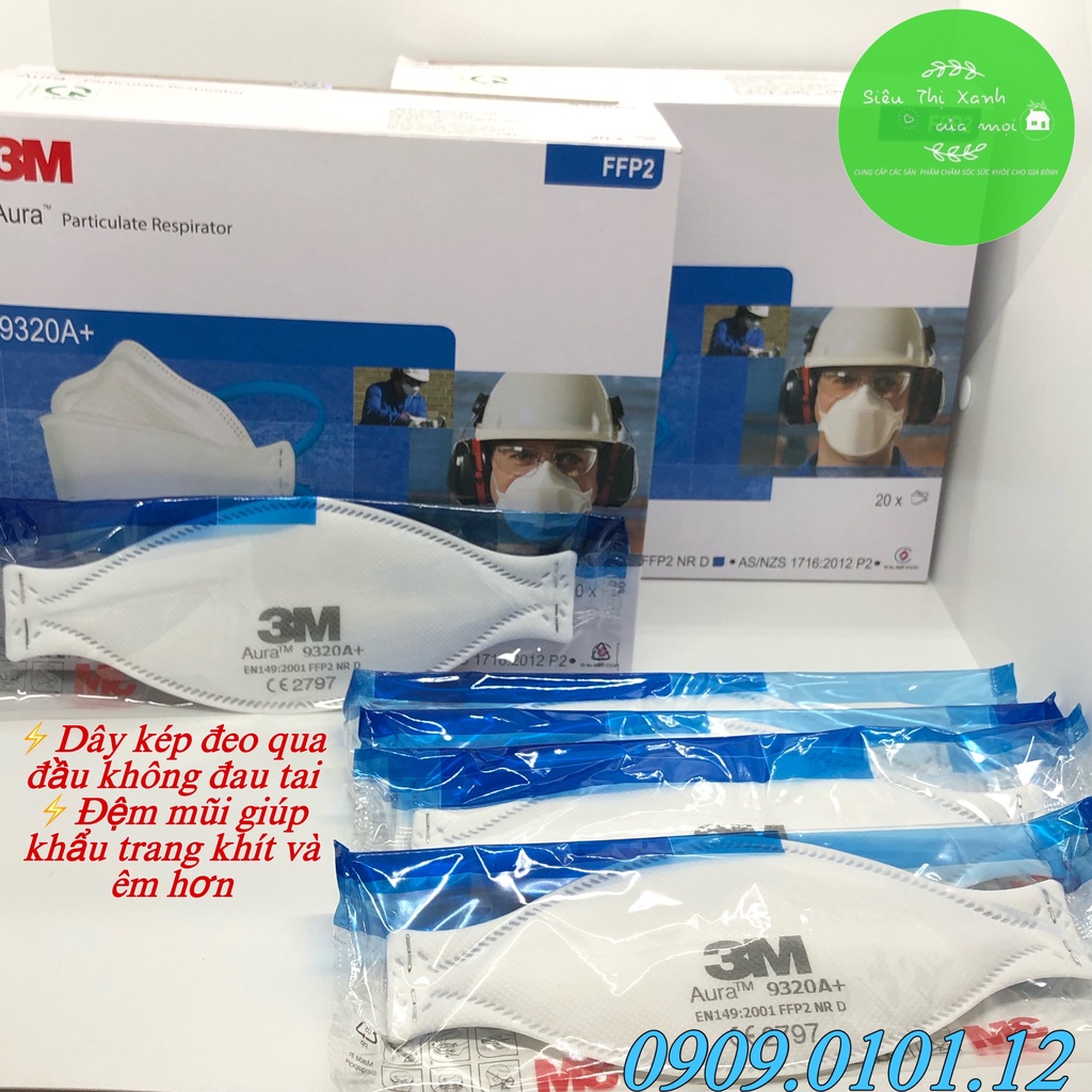 Khẩu trang 3m chính hãng 9320a+, 9332a+, khẩu trang n95 cao cấp với đệm mũi - van thở - được đóng gói kín riêng từng cái