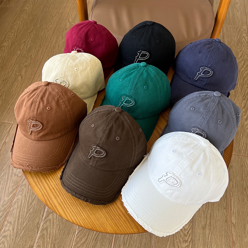 Mũ Lưỡi Trai Mềm Màu Cà Phê In Chữ P Kiểu Hàn Quốc Thời Trang Thu Đông Cho Nam Và Nữ