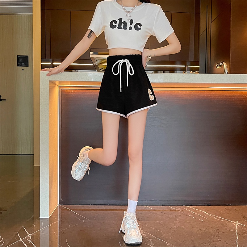 SUXI Quần Short Thể Thao Lưng Cao Ống Rộng Màu Sắc Đơn Giản Dễ Phối Đồ Cho Nữ