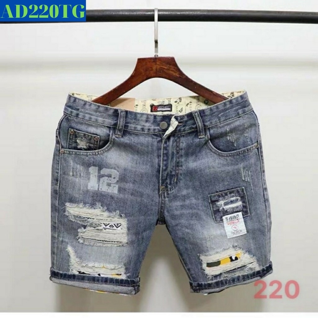 Quần short nam tenji sh220tj short jean nam xanh rách in wash phong cách tenji store 5