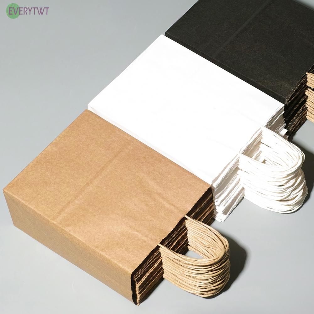 25 Pack Bulk Kraft Paper Bags Gift Shopping Carry Craft Brown Bag With Handles(in stock）