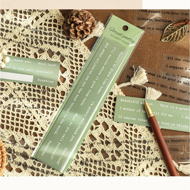 Sticker - Set Stickers Dòng Chữ Tiếng Anh Trong Suốt Và Có Màu Trang Trí Bullet Journals