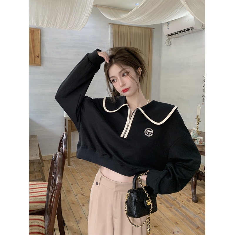 Áo len tay dài cổ búp bê phong cách Hàn Quốc thiết kế xinh xắn cho nữ