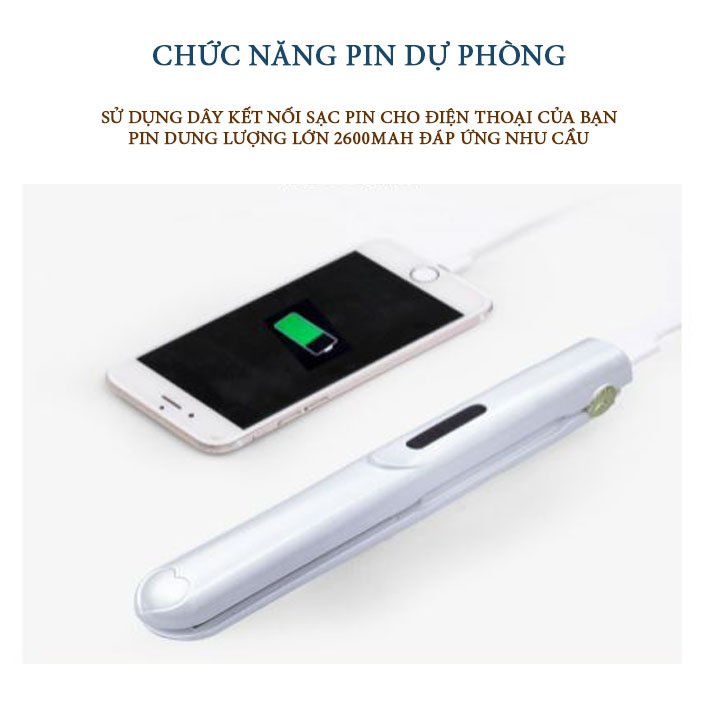 Máy duỗi tóc, máy là tóc, uốn tóc không dây sạc pin tích hợp chức năng pin dự phòng