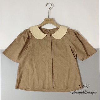 Sơ mi thô cổ bèo Vintage