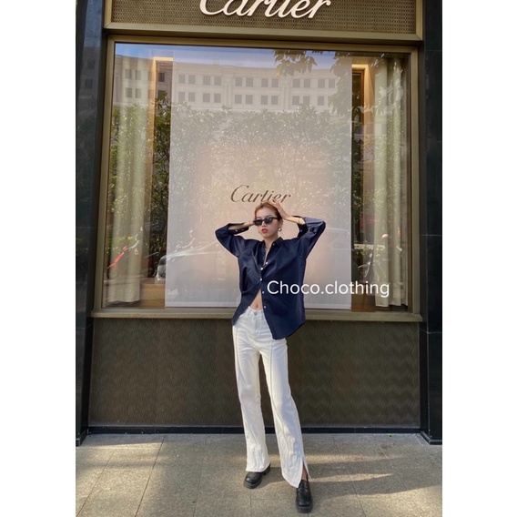 [Mã FAMARAL1 giảm 10K đơn 50K] Áo somi tay dài nữ màu Xanh Navy (Kèm ảnh thật) | BigBuy360 - bigbuy360.vn