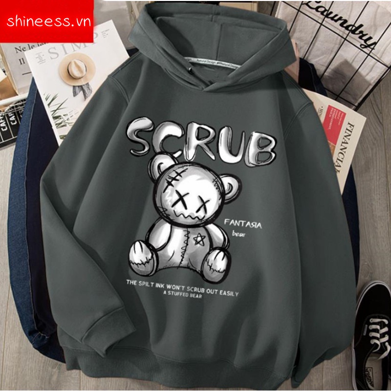 Áo hoodie dáng rộng lót cotton 100% hai lớp có mũ trùm thời trang cho unisex