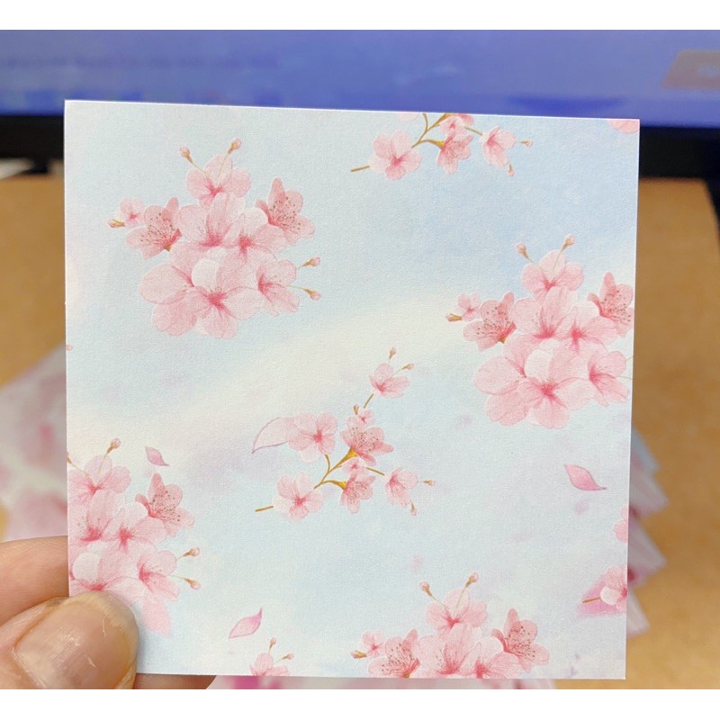 100 tơ giấy gấp hạc hoa anh đào 7,5 cm, giấy gấp hạc sakura 7,5*7,5cm