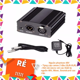 Nguồn phantom 48V cho micro + cáp canon 2 đầu , Nguồn Micro Condenser - Tặng Kèm Dây Giắc Cấp Nguồn Mic