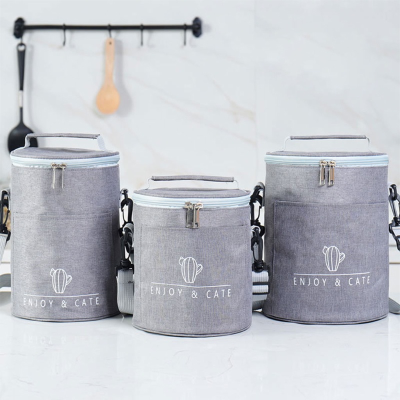 Aoto Túi Đựng Cơm Trưa Giữ Nhiệt Chống Thấm Nước Hình Trụ Bằng Nhôm