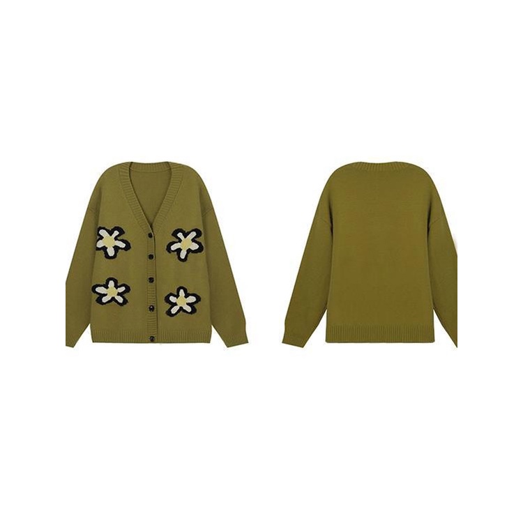 Áo khoác cardigan len nữ hoa cúc form rộng trơn Quảng châu cao cấp thu đông 2022 hot tiktok douyin kozoda AC66